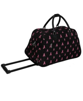 Pink Ribbon  21-Inch Carry-On Rolling Duffel Bag