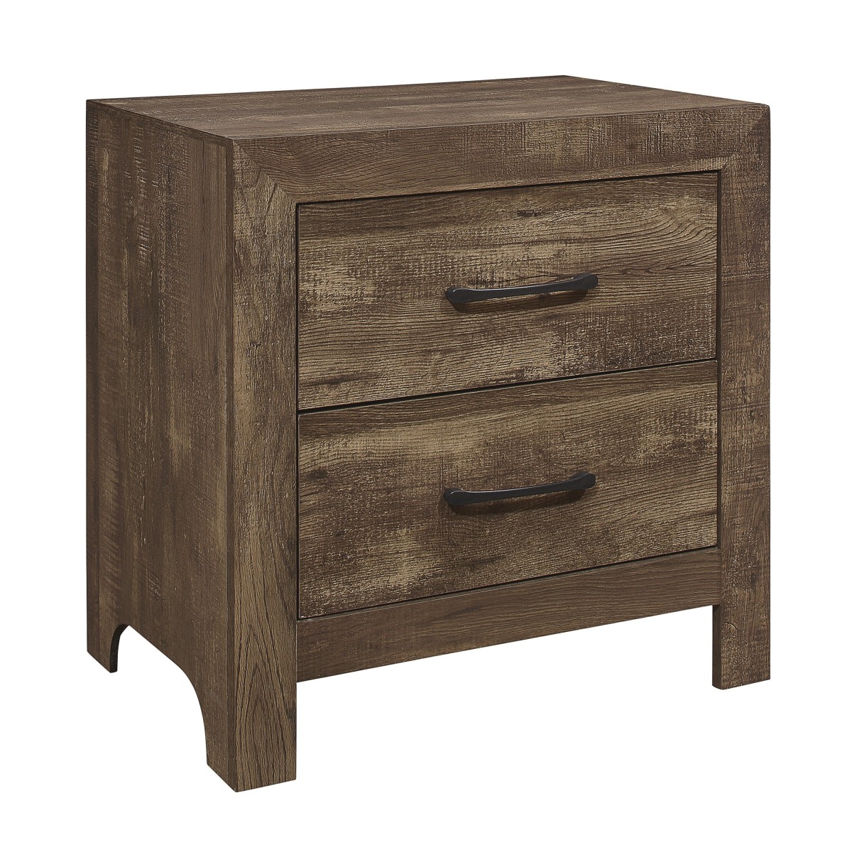 Streamdale Furniture Simple Look Rustic Brown Finish 1 Piece Nightstand Of Drawers Black Metal Hardware Bedroom Furniture