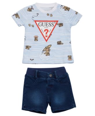 GUESS - Baby Boy Short Sleeve Shirt and Denim Short Set
