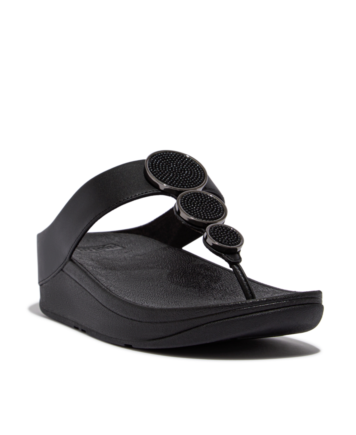 Fitflop Women's Halo Bead-circle Leather Toe-post Sandals In Black