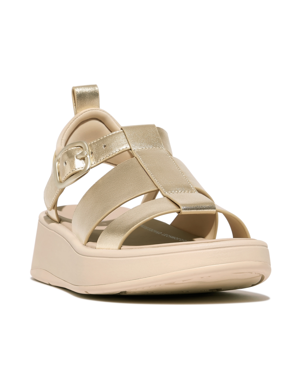 Shop Fitflop Women's F-mode Leather Flatform Fisherman Sandals In Platino