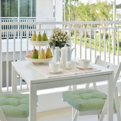 Country Living Plush Solid Colored Country Farmhouse Reversible Chair Cushions/Pads With Tear Proof Ties - Linen - 1 Piece