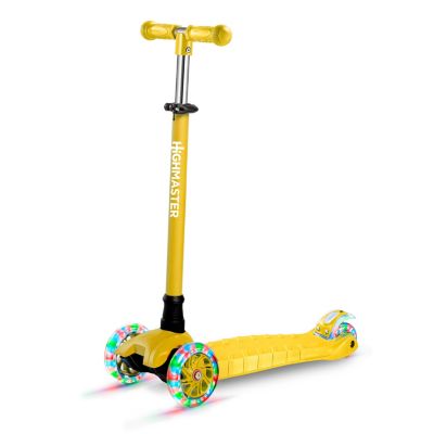 Mini 3-Wheel Kids Scooter with LED light-up wheels, 4-height adjustable handlebar, anti-slip deck & safety brake, for ages 2+, teal