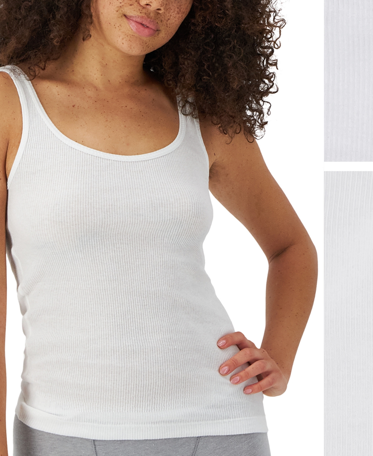 Hanes Women's 2-Pk. Originals Stretch Tank Tops  -White