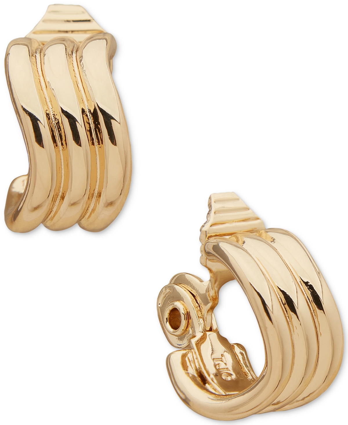 Shop Anne Klein Gold-tone Textured Clip-on Hoop Earrings