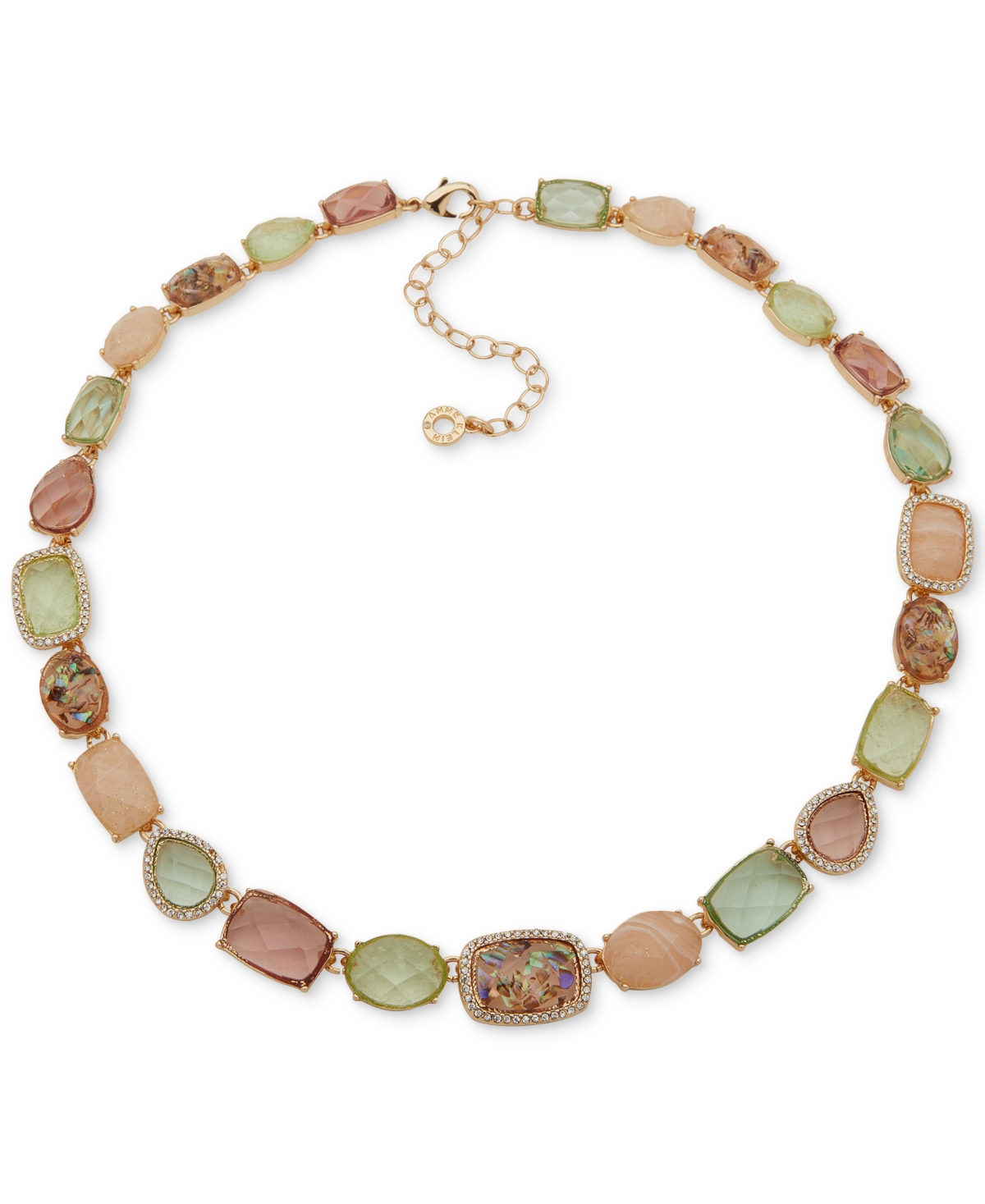 Shop Anne Klein Gold-tone Crystal Stone Collar Necklace, 16" + 3" Extender In Multi