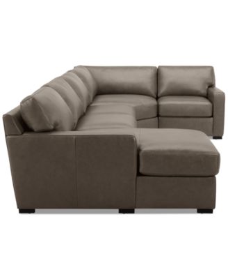 Radley 148" 4-Pc. Leather Wedge Modular Chaise Sectional