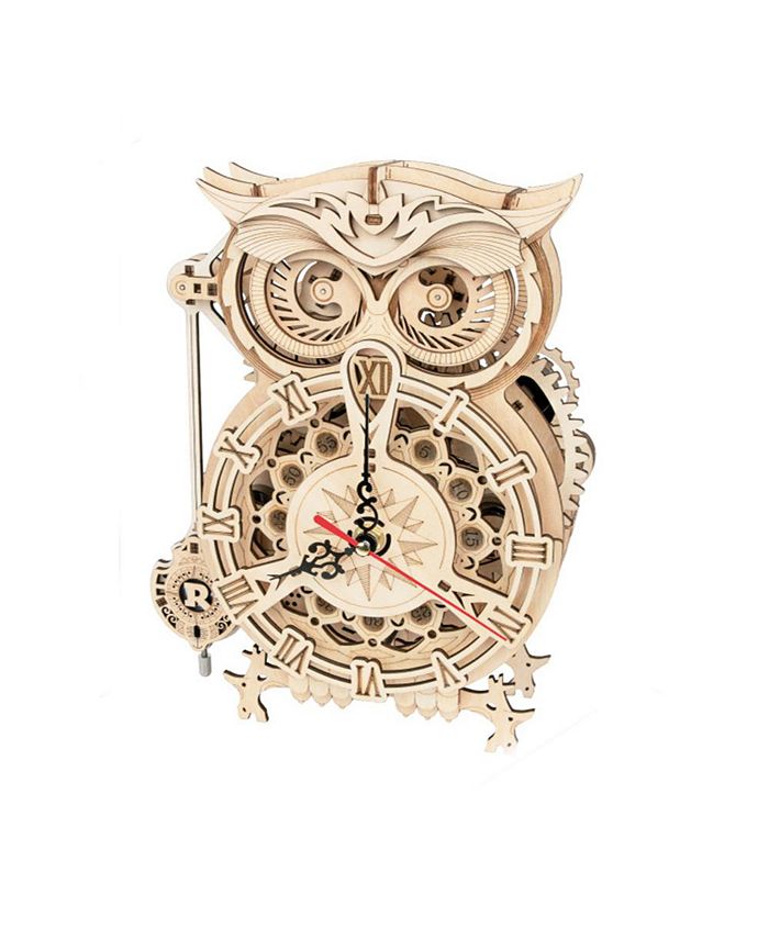Robotime Kids Creative DIY 3D Owl Clock - Wooden Model Building Block ...