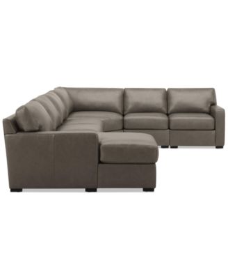 Radley 141" 6-Pc. Leather Wedge Modular Chaise Sectional