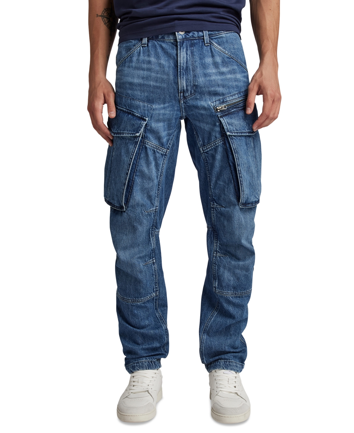 Men's Tapered-Fit Rovic Zip Moto Jeans - Blue