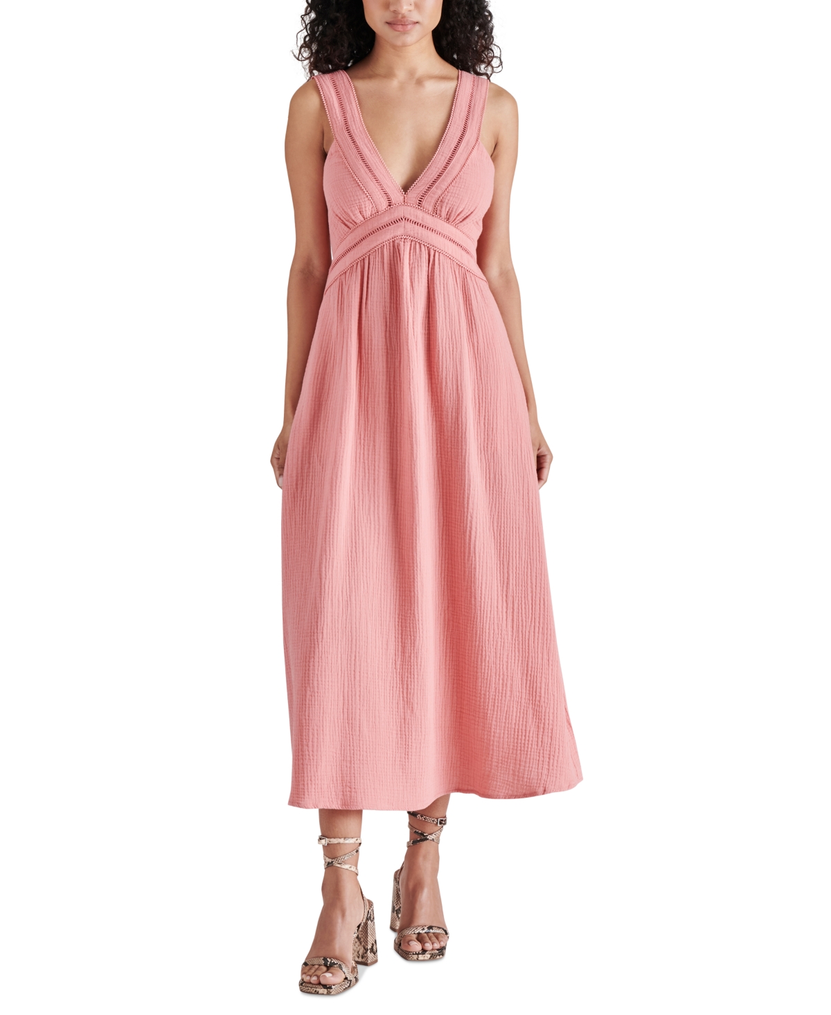 Shop Steve Madden Women's Taryn Cotton Gauze Midi Dress In Rose Mauve