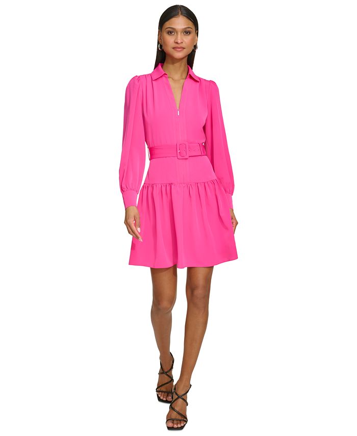 KARL LAGERFELD PARIS Women s Belted A Line Dress Macy s