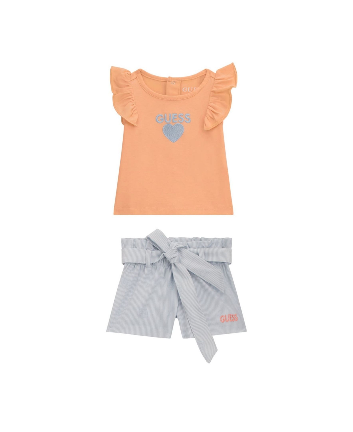 Shop Guess Baby Girl Shirt And Short Set In Orange