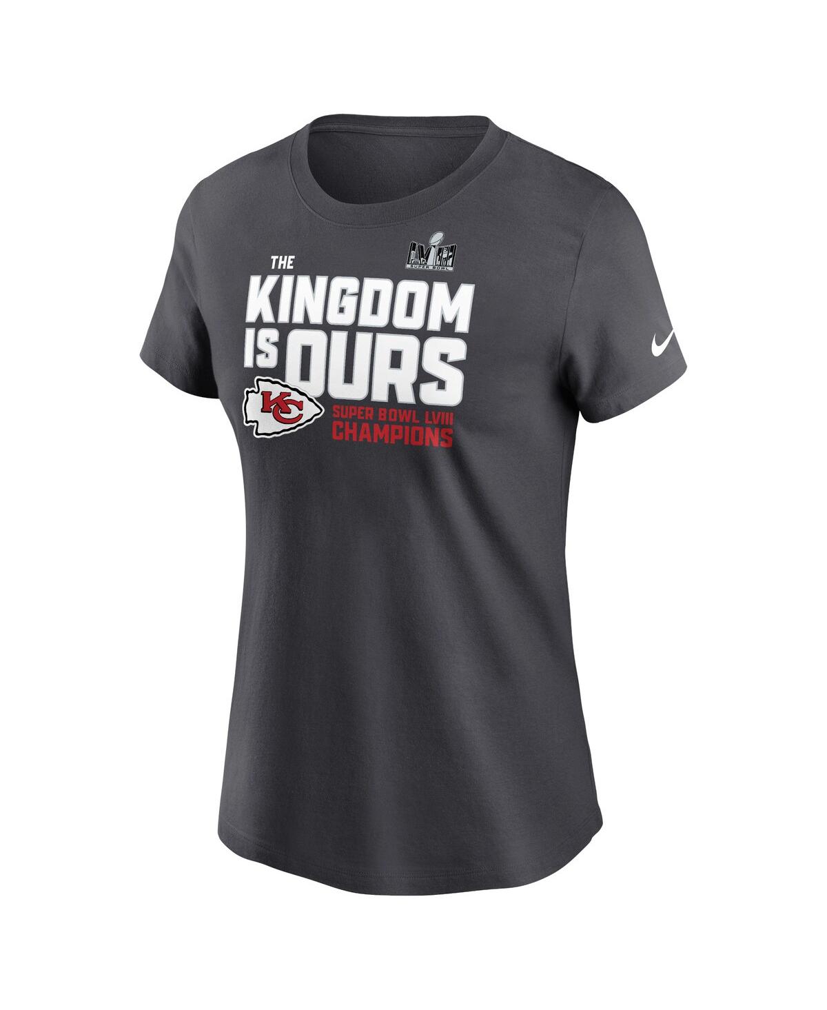 Nike Women's  Anthracite Kansas City Chiefs Super Bowl Lviii Champions Local Fashion T-shirt In Anthracite