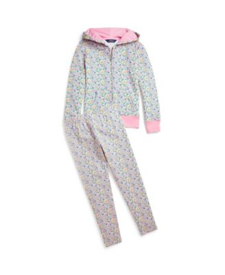 Shop Polo Ralph Lauren Big Girls Floral French Terry Full Zip Hoodie Stretch Jersey Legging Collection In Beneda Floral Pink,vista Blue