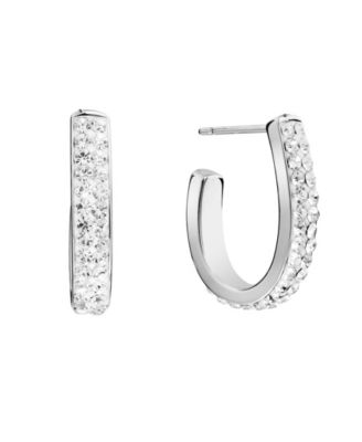 Women's Crystals J Post Hoop Earrings