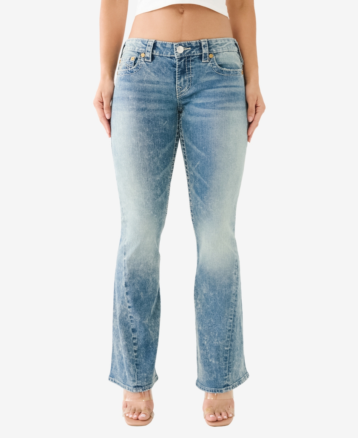 Shop True Religion Women's Joey Low Rise Big T Vintage-like Flare Jeans In Medium Wash