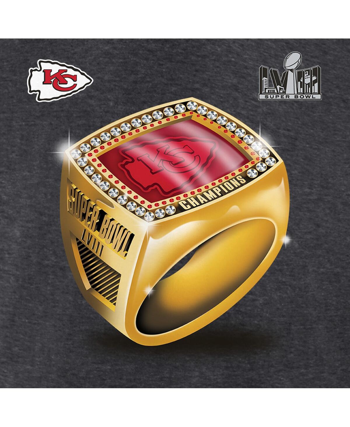 Shop Fanatics Men's  Heather Charcoal Kansas City Chiefs Super Bowl Lviii Champions Ring Big And Tall T-sh
