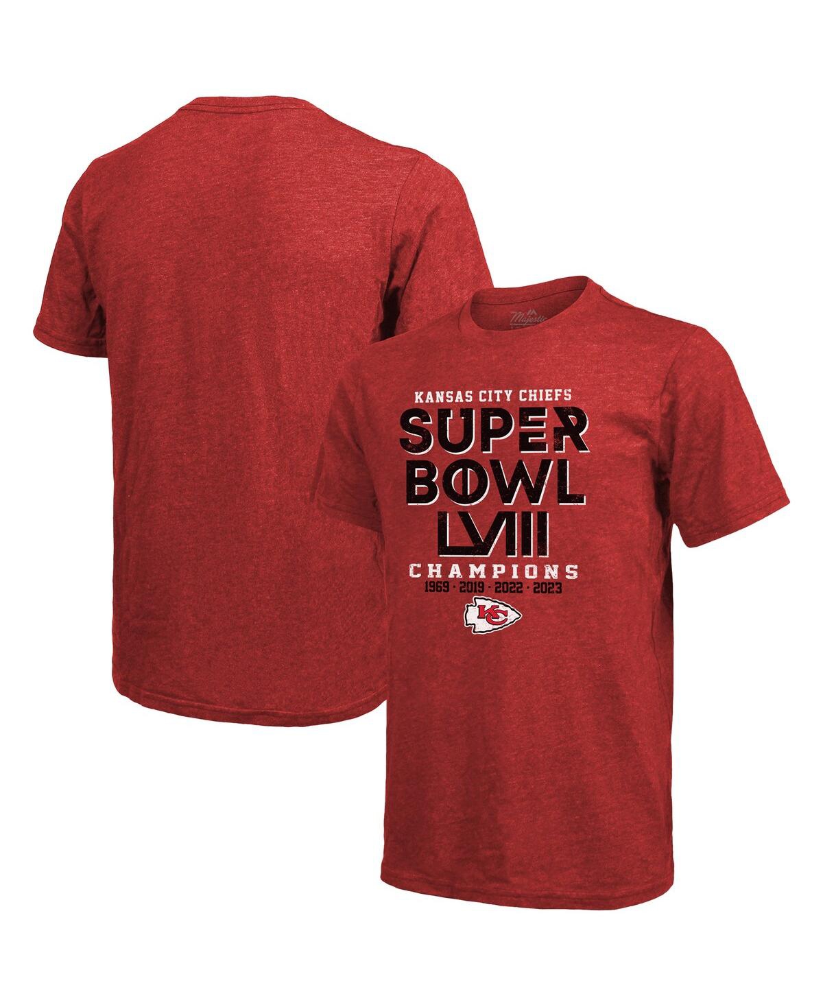 Shop Majestic Men's  Red Kansas City Chiefs Super Bowl Lviii Champions Tri-blend T-shirt