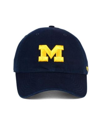 Men's Navy Distressed Michigan Wolverines Vintage-Like Clean Up Adjustable Hat