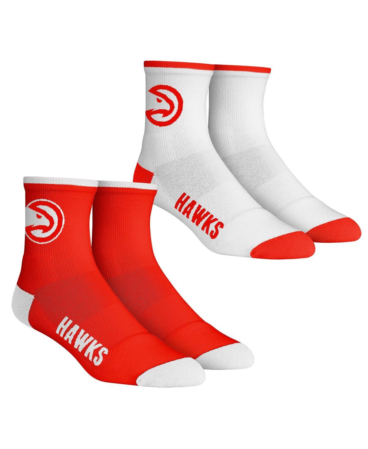 Shop Rock 'em Men's Rock Em Socks Atlanta Hawks Core Team 2-pack Quarter Length Sock Set In Red,white