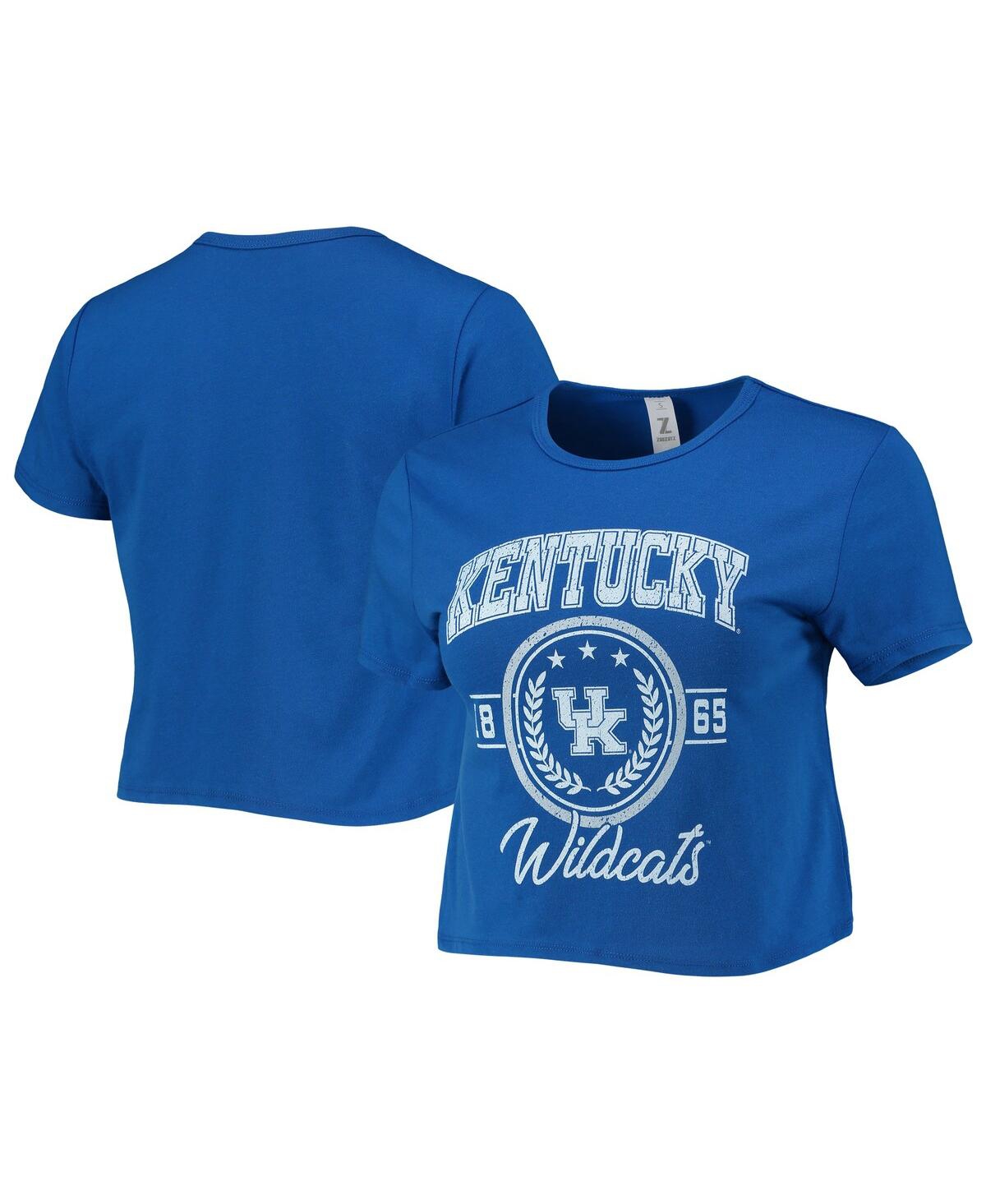 Women's ZooZatz Royal Distressed Kentucky Wildcats Core Laurels Cropped T-shirt - Royal