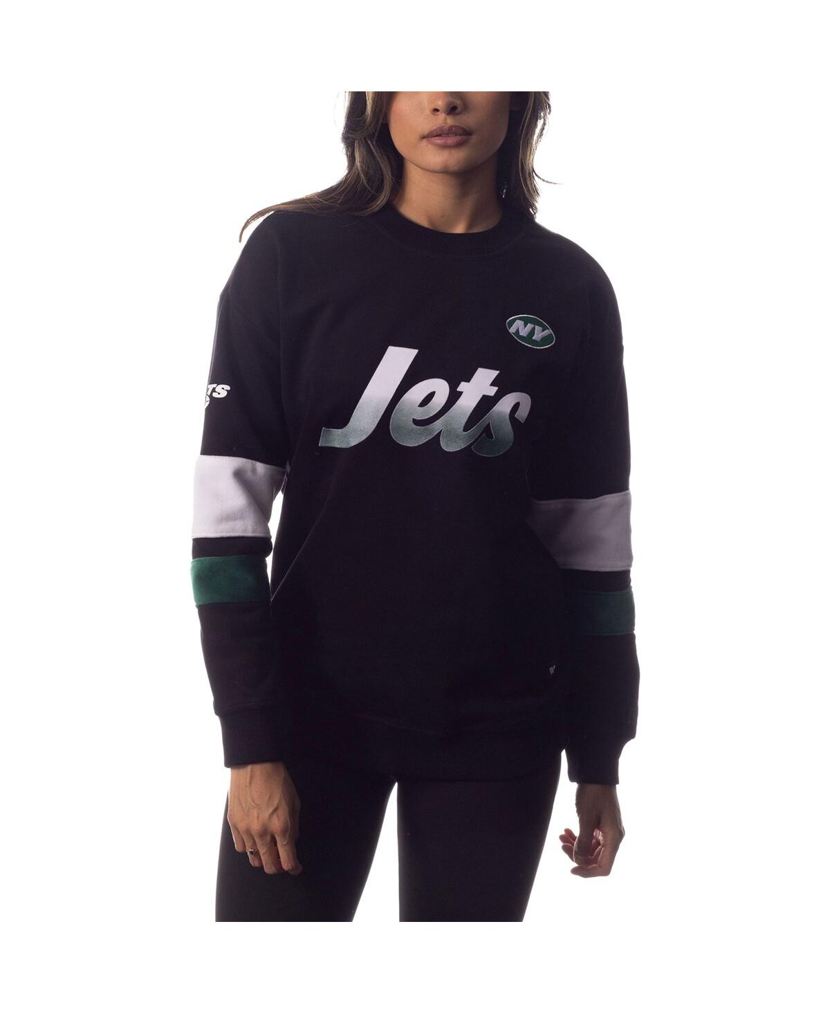 Shop The Wild Collective Women's  Black New York Jets Fleece Pullover Sweatshirt