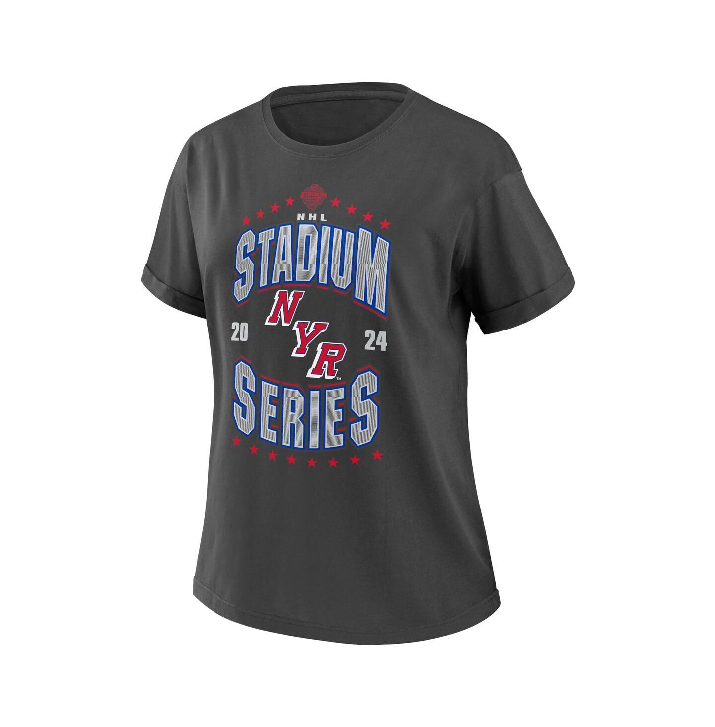Женская футболка WEAR by Erin Andrews Charcoal New York Rangers 2024 NHL Stadium Series Boyfriend — фото 3