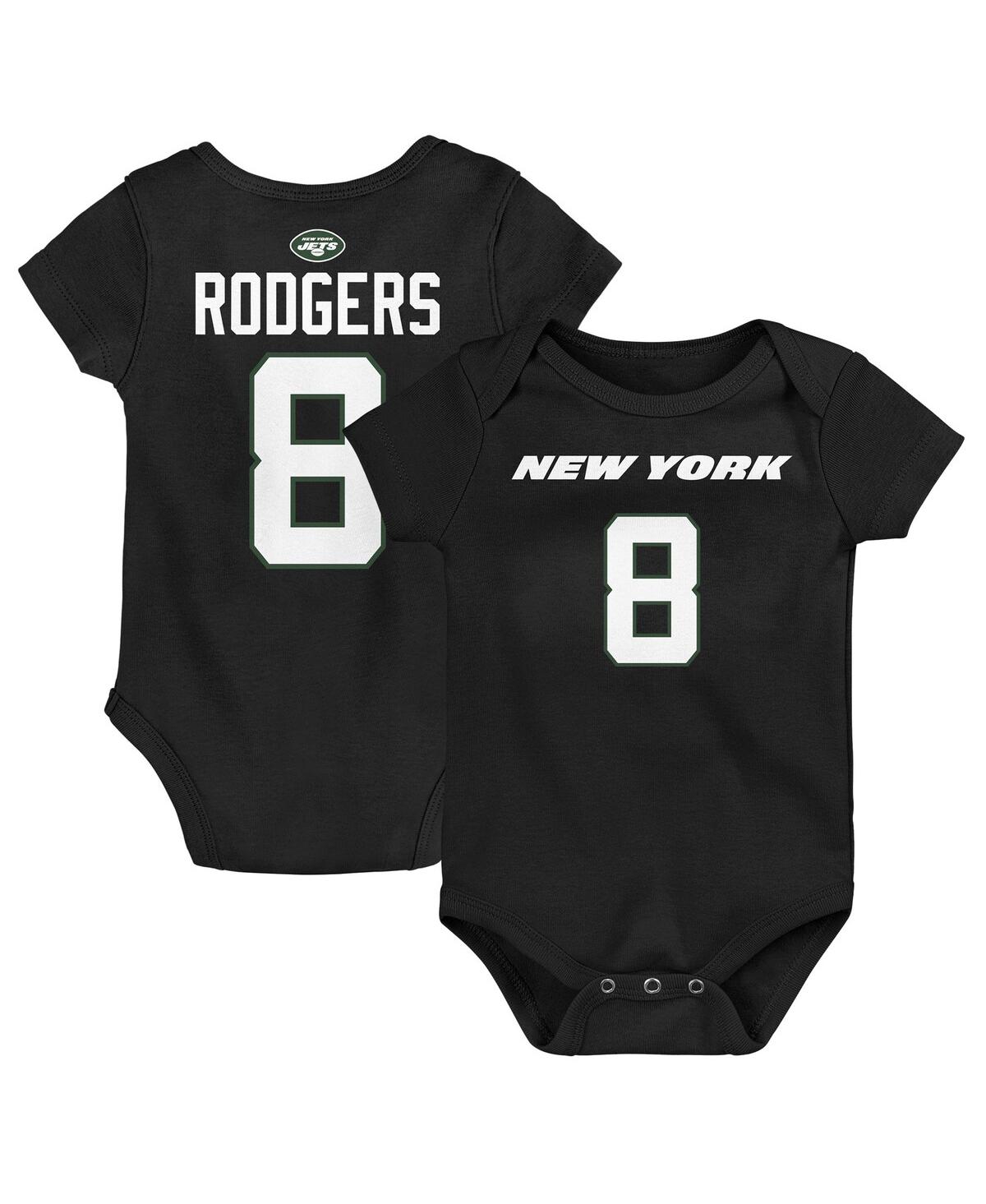 Shop Outerstuff Baby Boys And Girls Aaron Rodgers Black New York Jets Mainliner Player Name And Number Bodysuit