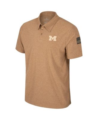 Men's Khaki Michigan Wolverines OHT Military-Inspired Appreciation Cloud Jersey Desert Polo Shirt