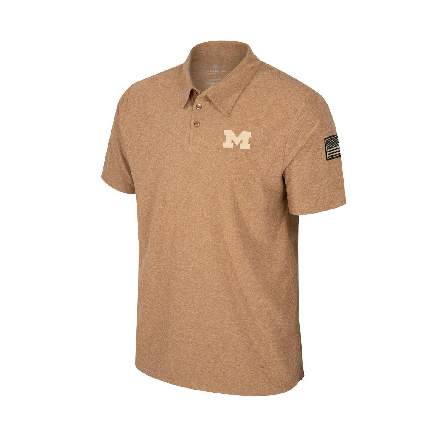 Men's Khaki Michigan Wolverines OHT Military-Inspired Appreciation Cloud Jersey Desert Polo Shirt