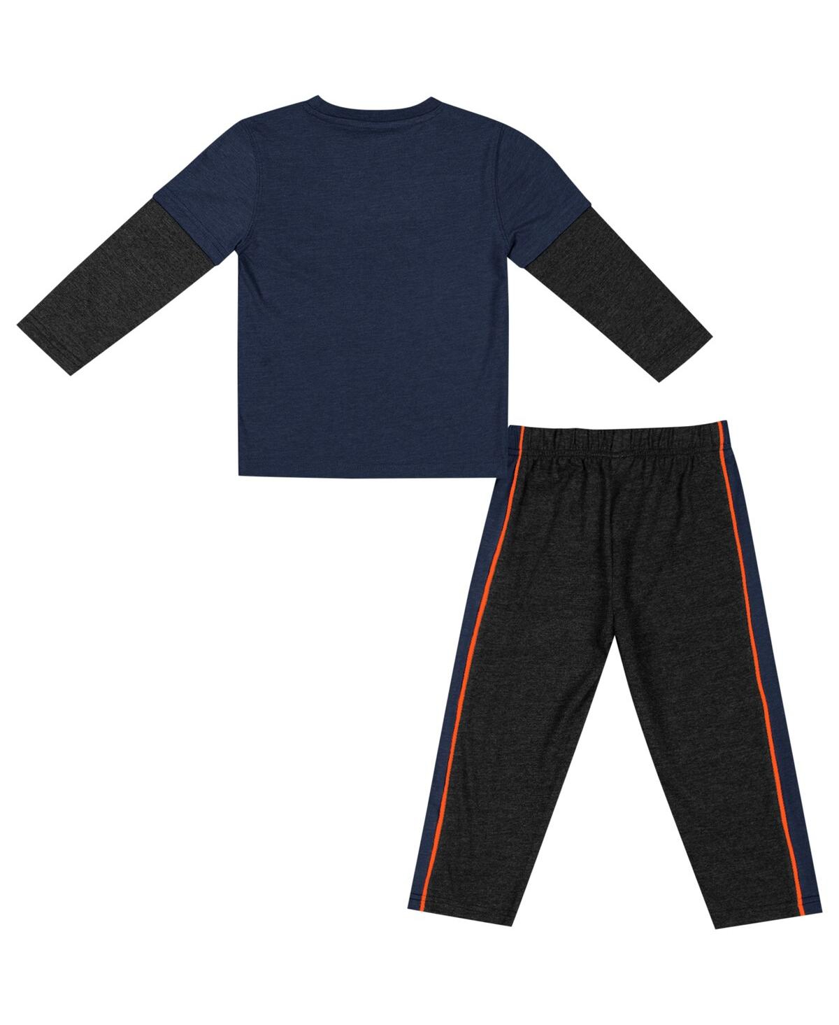 Colosseum Toddler Boys And Girls  Navy, Black Illinois Fighting Illini Long Sleeve T-shirt And Pants In Navy,black