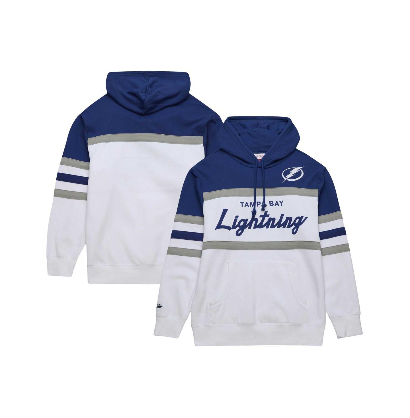 Мужское худи Mitchell & Ness White, Blue Tampa Bay Lightning Head Coach Pullover — фото 1
