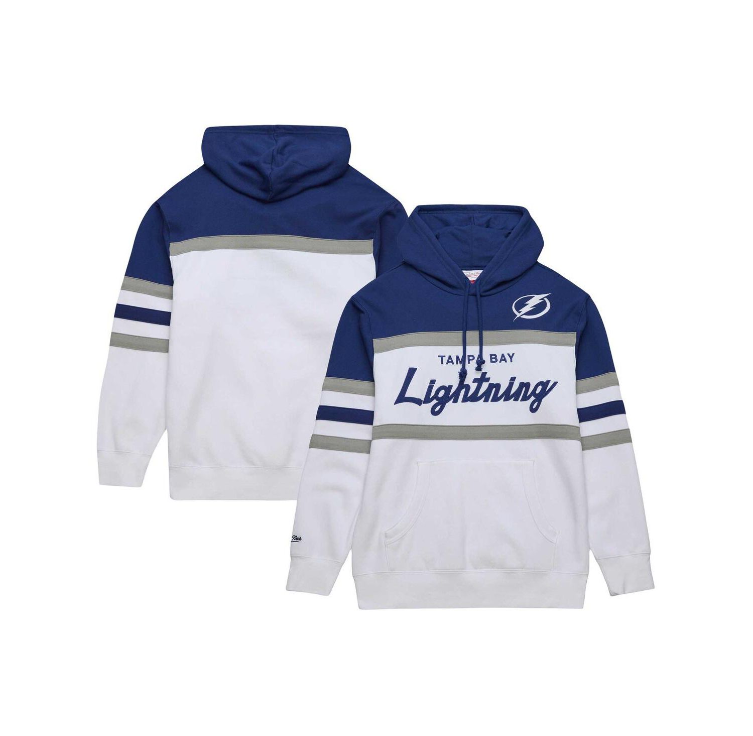 Men's White, Blue Tampa Bay Lightning Head Coach Pullover Hoodie