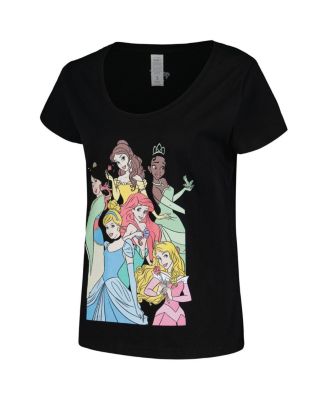 Women's Black Disney Princess Graphic Scoop Neck T-shirt