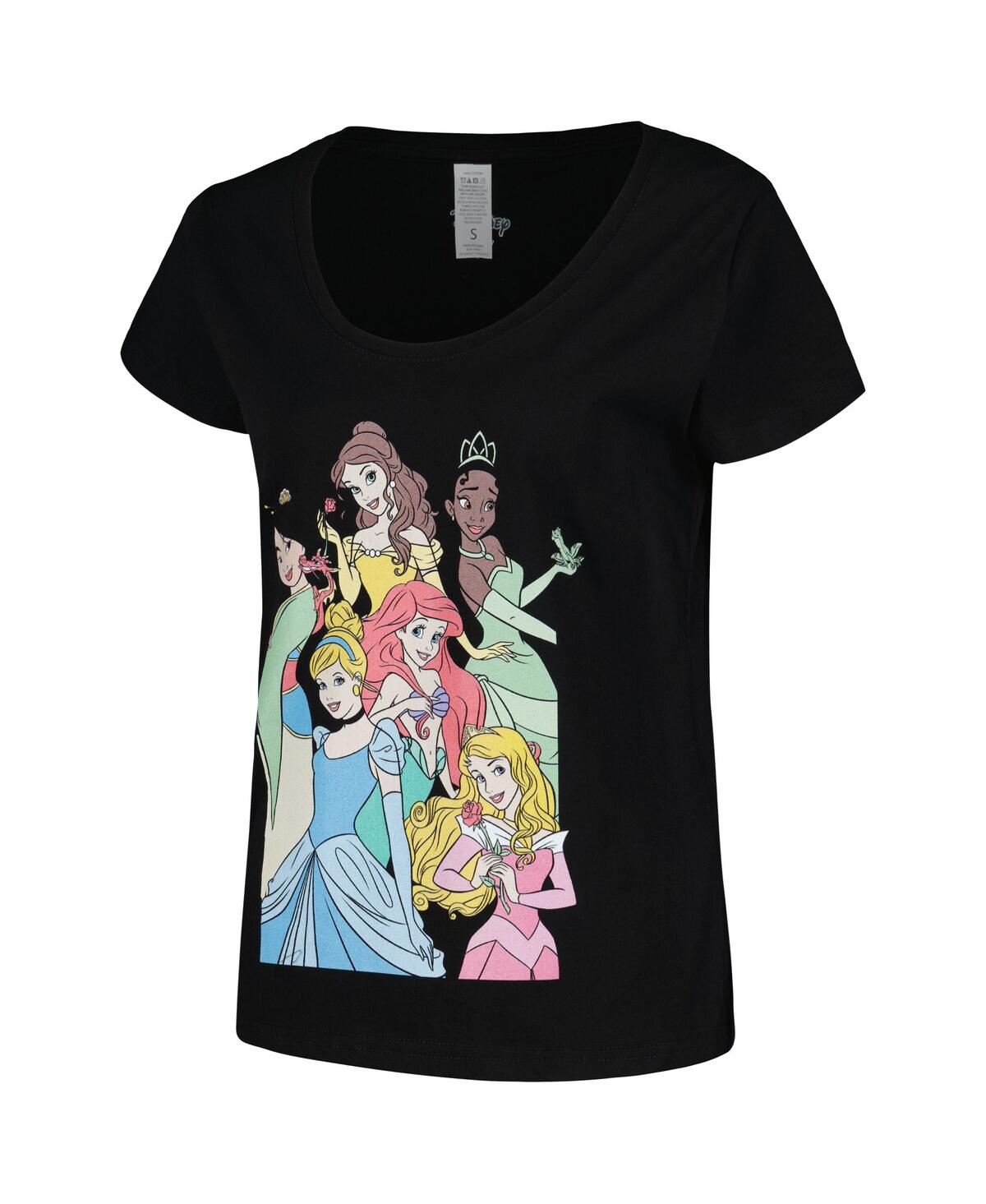 Shop Mad Engine Women's Black Disney Princess Graphic Scoop Neck T-shirt