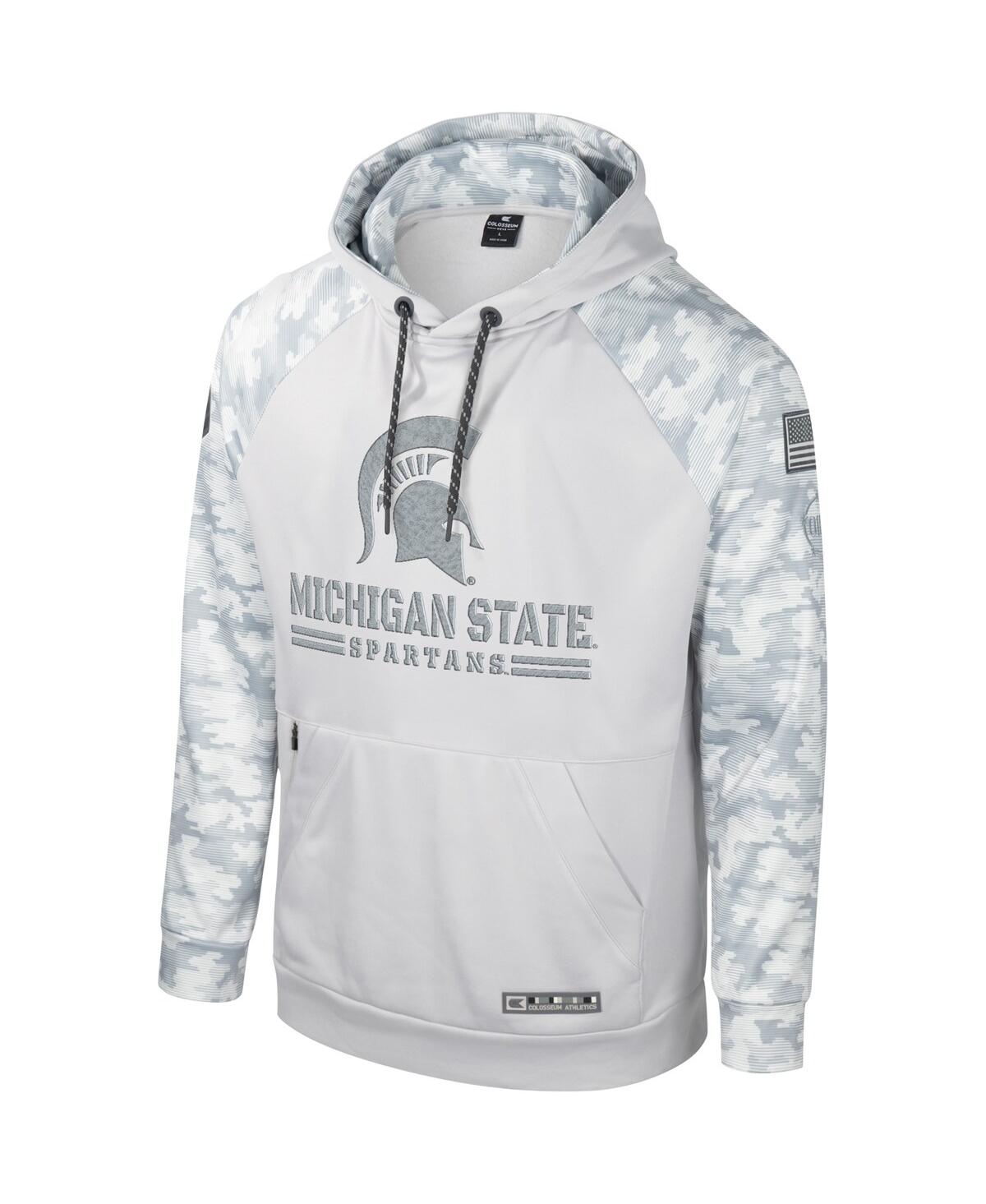 Men's ColosseumMichigan State Spartans Oht Military-Inspired Appreciation Ice Raglan Pullover Hoodie - Gray