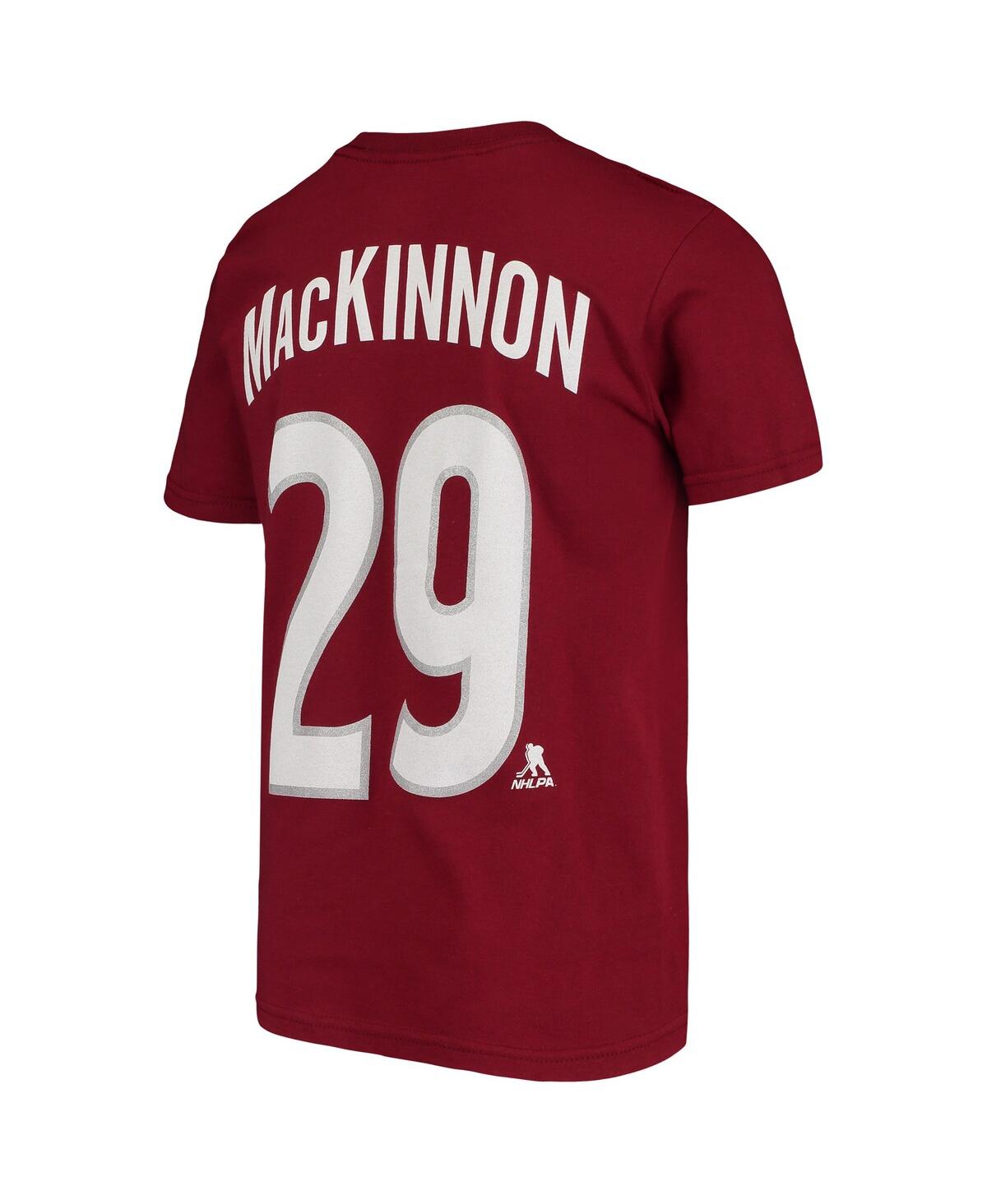 Outerstuff Big Boys Nathan Mackinnon Burgundy Colorado Avalanche Player Name And Number T-shirt In Burgundy