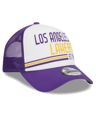Men's White Los Angeles Lakers Lift Pass Foam Front Trucker 9FORTY Adjustable Hat