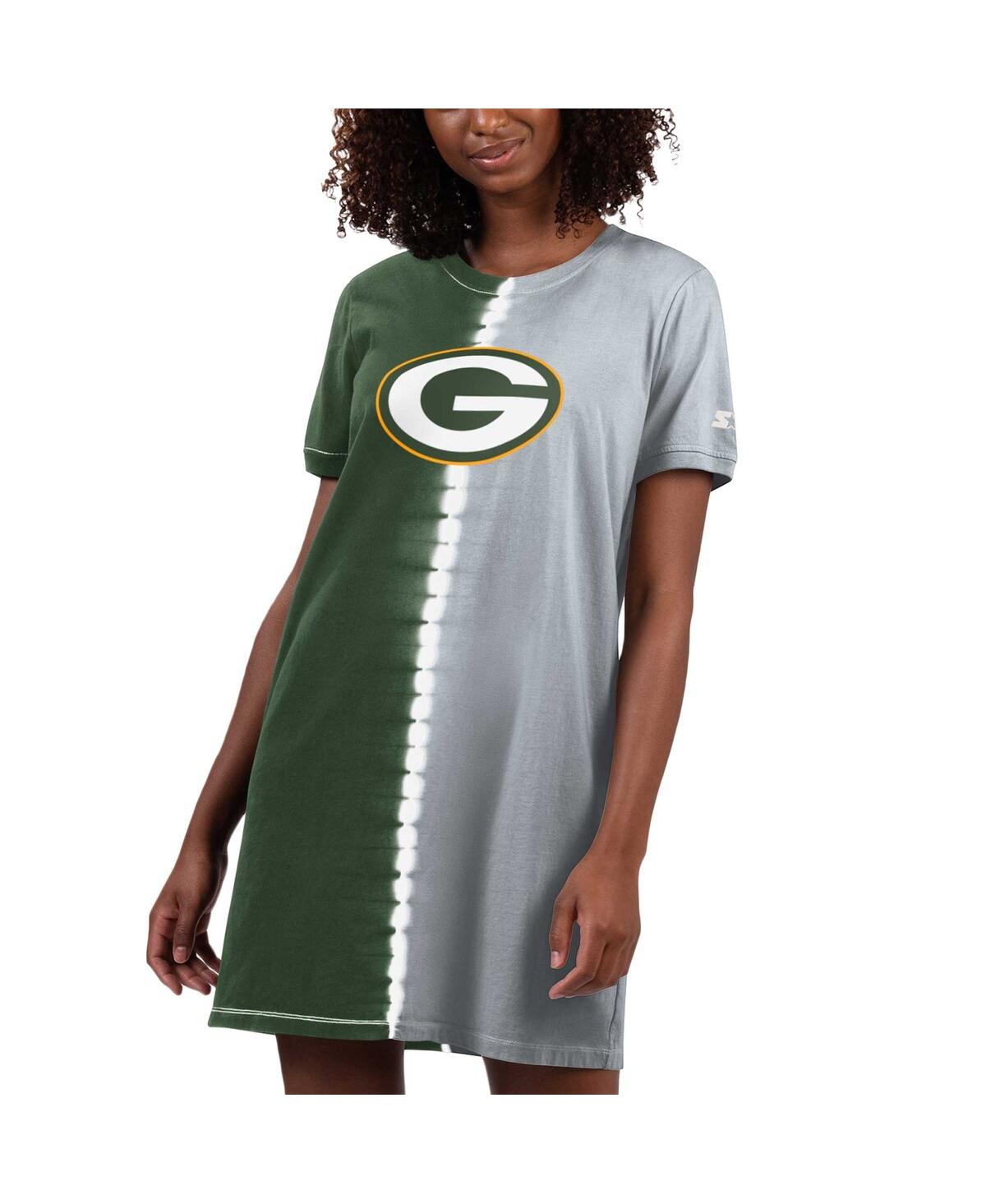 Shop Starter Women's  Green Green Bay Packers Ace Tie-dye T-shirt Dress
