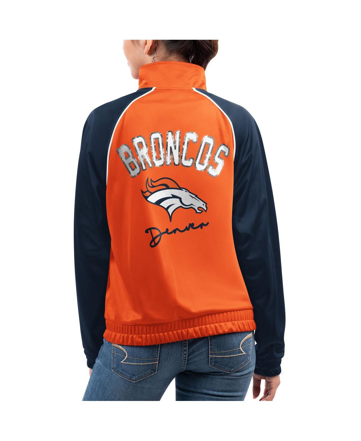 G-III 4HER BY CARL BANKS WOMEN'S G-III 4HER BY CARL BANKS ORANGE DENVER BRONCOS SHOWUP FASHION DOLMAN FULL-ZIP TRACK JACKET 