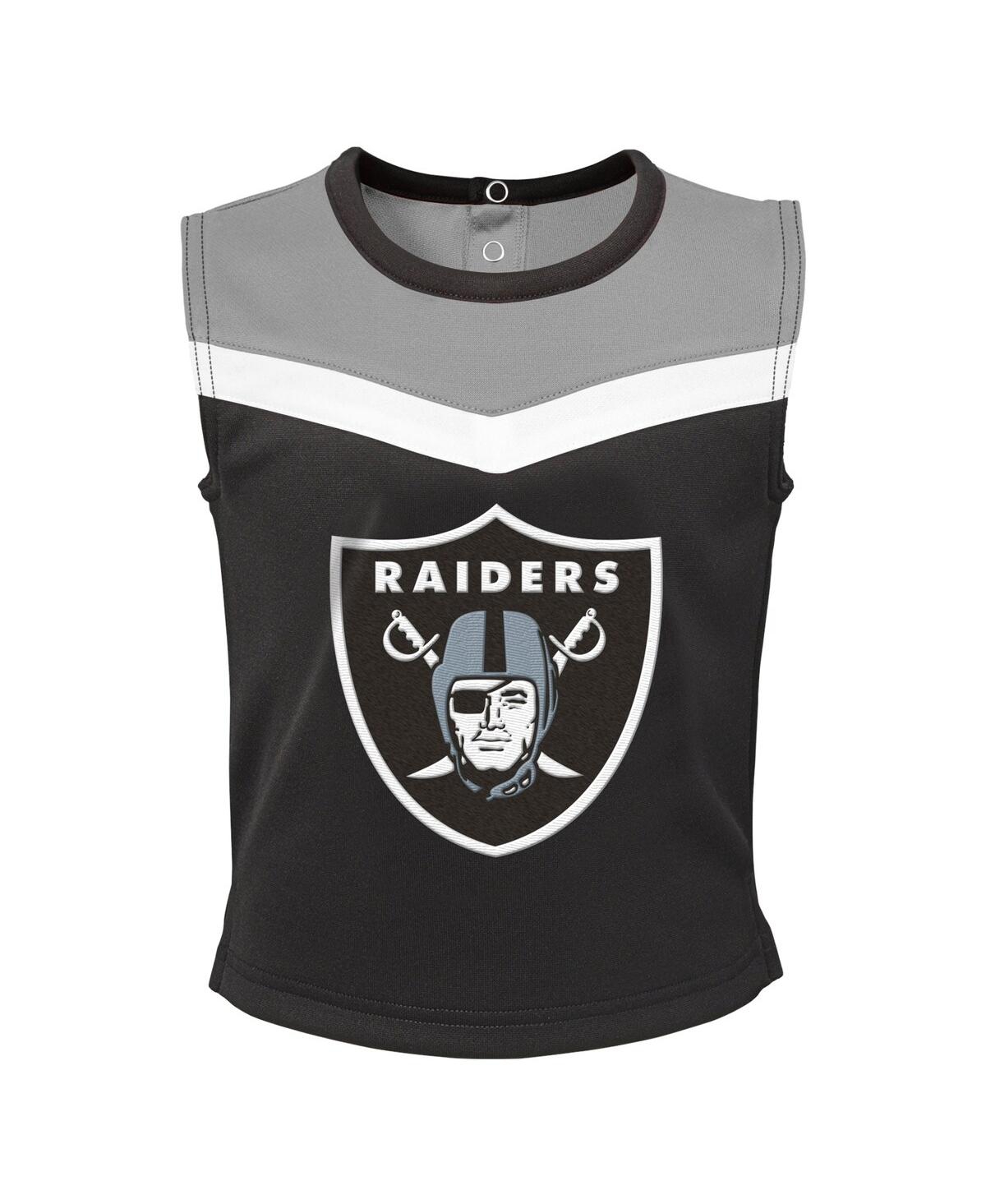 Outerstuff Girls Toddler Black Las Vegas Raiders Spirit Cheer Two-piece Cheerleader Set With Bloomers In Black