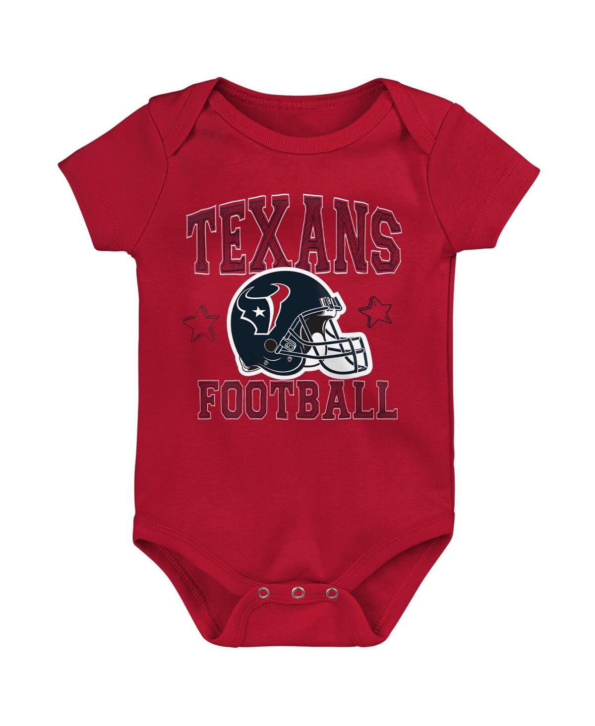 Outerstuff Baby Boys And Girls Navy, Red, Gray Houston Texans Born To Be 3-pack Bodysuit Set In Navy,red,gray