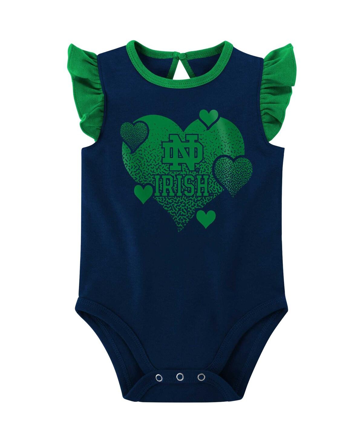 Baby Girls Green Notre Dame Fighting Irish Spread the Love 2-Pack Bodysuit Set - Green