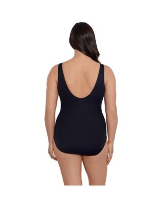 Women's Whoopsie Daisy Side Tie Draped Surplice Long Torso One-Piece Swimsuit