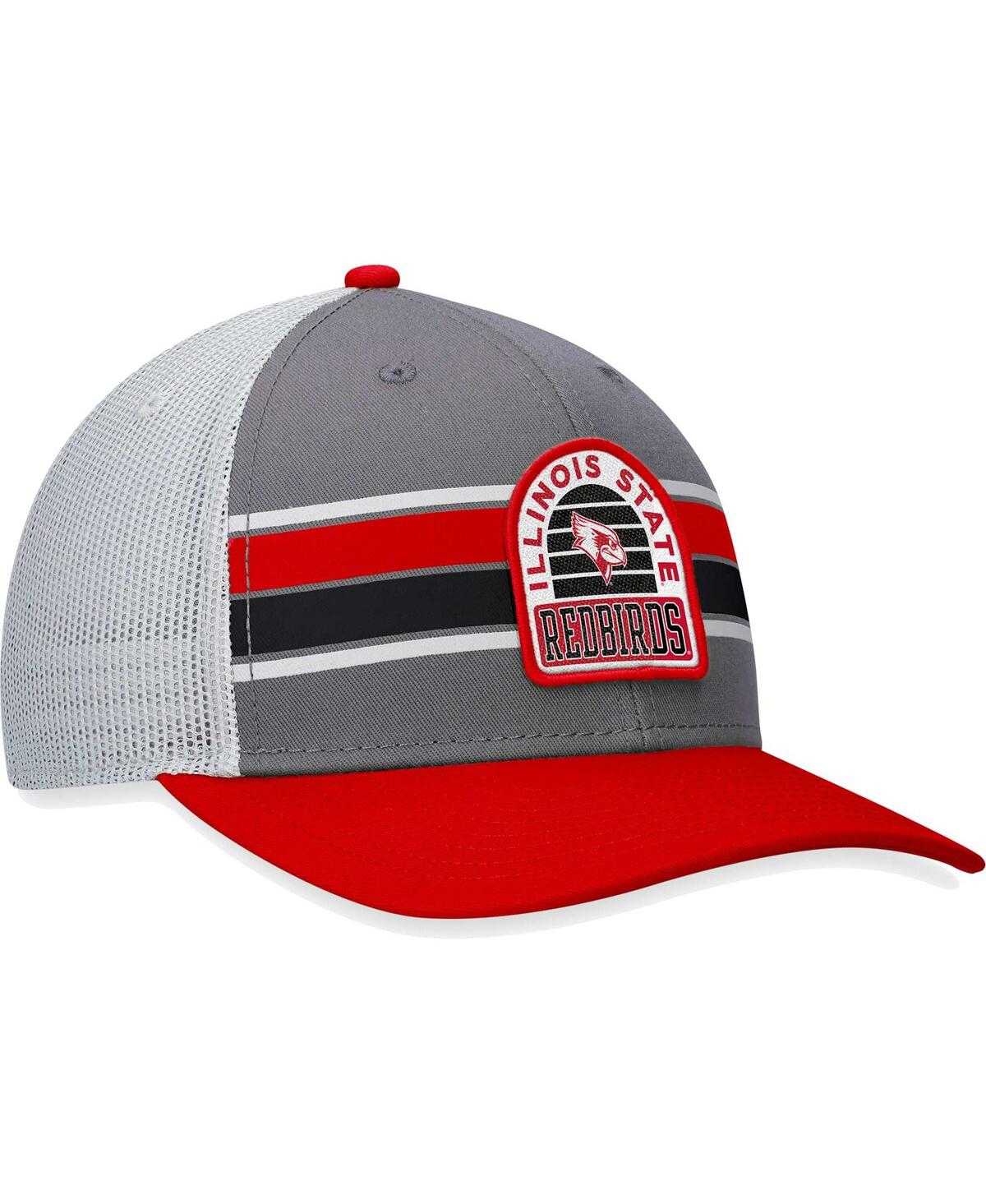 Top Of The World Men's  Gray, Red Illinois State Redbirds Aurora Trucker Adjustable Hat In Gray,red