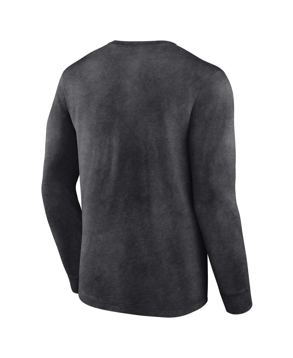 Fanatics Men's  Heather Charcoal Distressed Utah Jazz Front Court Press Snow Wash Long Sleeve T-shirt In Heather Charcoal