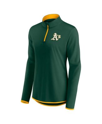 Women's Green Oakland Athletics Corner Quarter-Zip Top