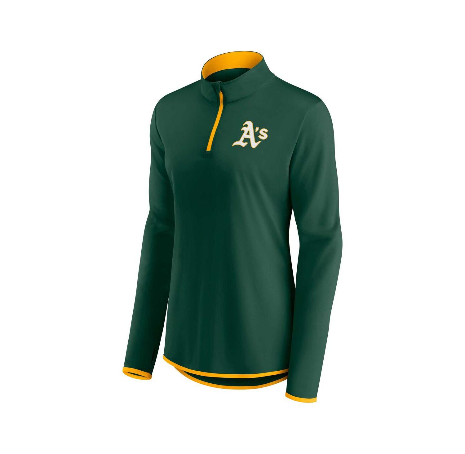 Women's Green Oakland Athletics Corner Quarter-Zip Top