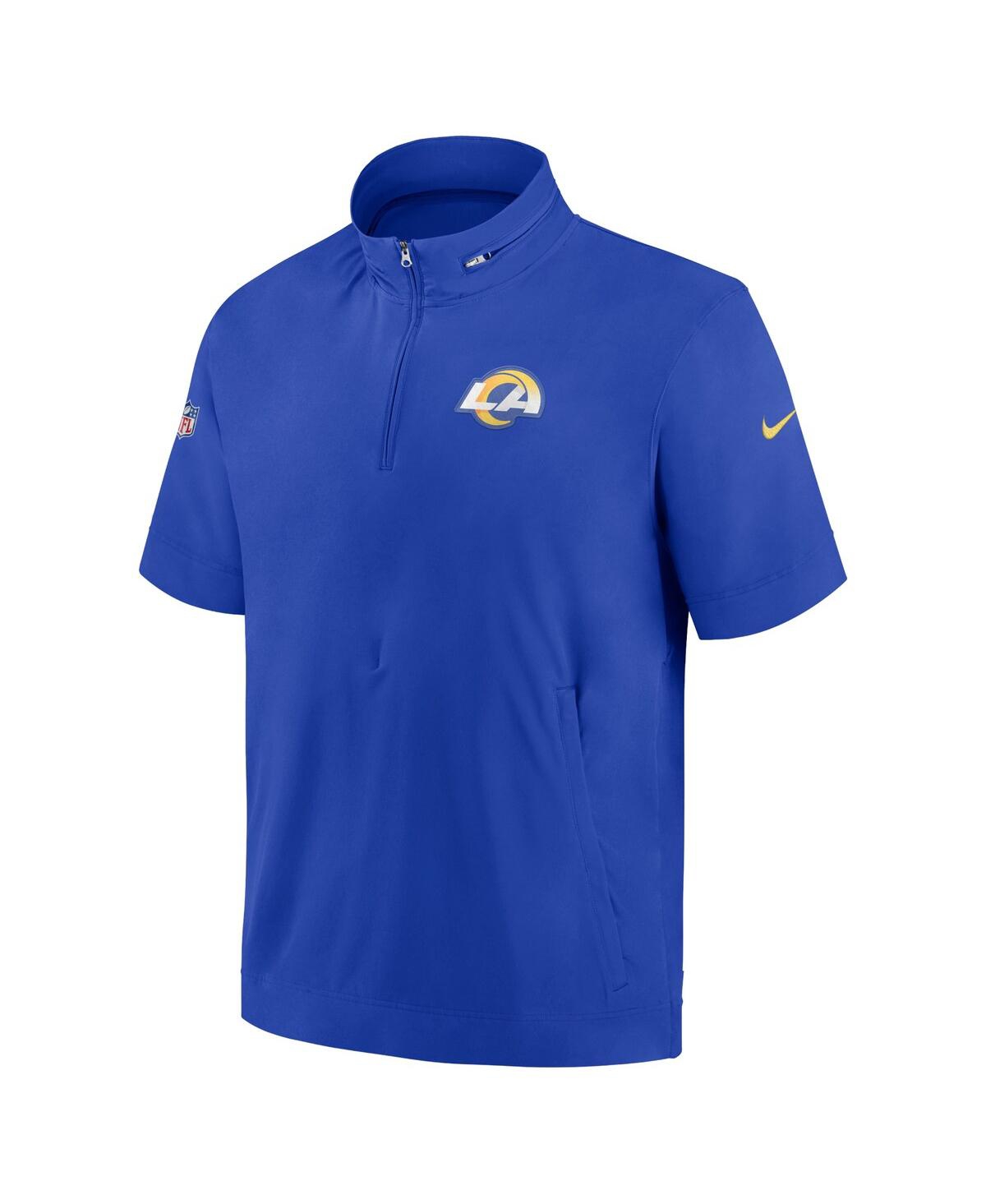 Men's NikeLos Angeles Rams Sideline Coach Short Sleeve Hoodie Quarter-Zip Jacket - Royal